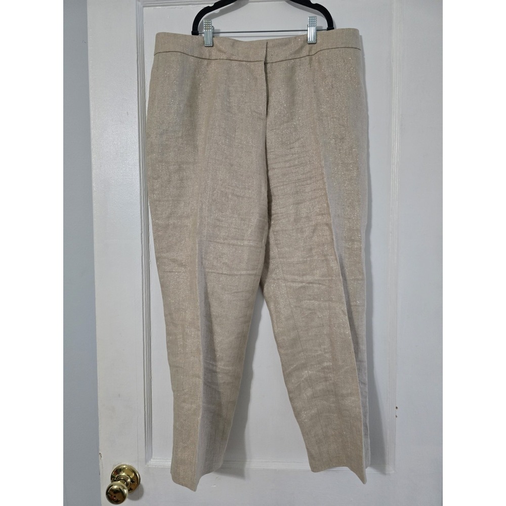 Womens Size 10‎ Talbots Linen Blend Metallic Cropped Pants